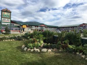 En trädgård utanför Alpine Lodge Motel & Restaurant