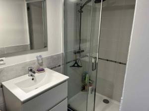 a bathroom with a sink and a shower at chez Riva et Christophe in Luynes