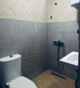 a bathroom with a toilet and a sink at Le stanze Della Luna 2 mare in Golem