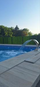 a swimming pool with a fountain in the middle at Zem Zem kuća za odmor in Otoka