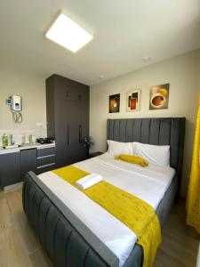 Postel nebo postele na pokoji v ubytování Studio Indesign Makumbi Park, Syokimau with Pool near JKIA & SGR