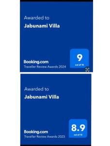 Una captura de pantalla de un teléfono celular con la actualización a Joint Ville. en Jabunami Villa, en Canggu