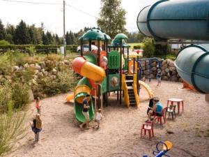un gruppo di bambini che giocano in un parco giochi di Mobil home 36m² avec terrasse - 6 personnes, 3 chambres - API-1-52-530 a Barbey-Séroux