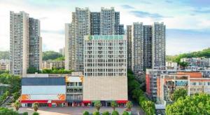 a view of a city with tall buildings at City Comfort Inn Hotel Zigong Wanda Plaza in Zigong