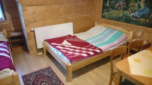 a small room with a bunk bed and a table at Pokoje Gościnne Pod Grapą in Poronin