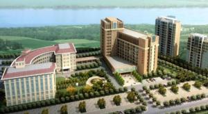 a rendering of a building with trees and buildings at GreenTree Inn Gaoyou Government in Yangzhou