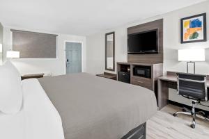 ハーベイにあるQuality Inn Harvey - New Orleansのベッドと机とテレビがあるホテルの部屋