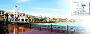a rendering of a resort with a clock tower and water at Country Garden Phoenix Hotel Changsha in Xingsha