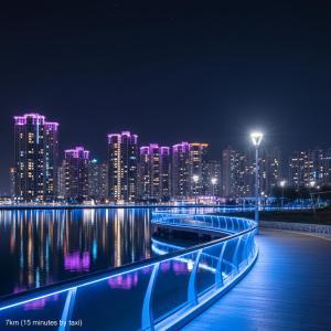 a view of a city at night with lights at InstaHotel-MainBranch in Suwon