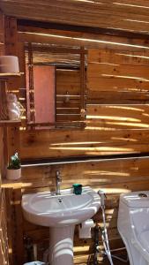 un baño con lavabo e inodoro en Quiet Nights Camp, en Badīyah