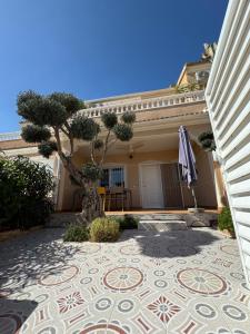 a house with a tree in the middle of a courtyard at Luxury Holiday Townhouse with Pool II Casa Macarena 02 in Ciudad Quesada