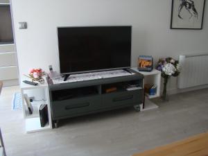 a flat screen tv on top of a entertainment center at Le Turenne in Bordeaux