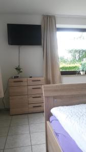 Μια τηλεόραση ή/και κέντρο ψυχαγωγίας στο Ferienwohnung Roeben