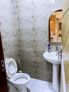 a bathroom with a toilet and a sink at Eliana Apartment in Kampala +32 photos