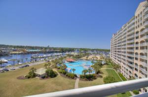 a view of a resort with a pool and a marina at Barefoot Yacht Club Villas - 1-805 in Myrtle Beach
