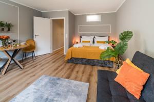 Ένα ή περισσότερα κρεβάτια σε δωμάτιο στο Fewo7Home Neueröffnung Apartment an der Uni