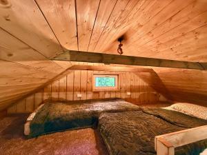 RybczyznaChata Chochlika的小木屋内带两张床的房间