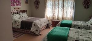 a bedroom with two beds and a window at Marnalé Oornagwoonstel in Piet Retief
