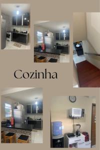 a collage of four pictures of a kitchen with a room at Casa Mar e Mell in Canguaretama