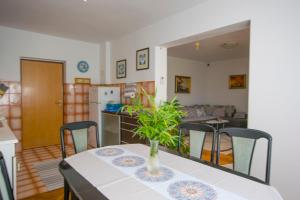 a kitchen and dining room with a table and chairs at Apartments Rasic in Palit