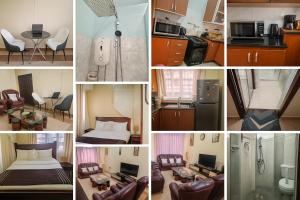 a collage of photos of a kitchen and a room at Bonaventure Apartment A in Kisumu