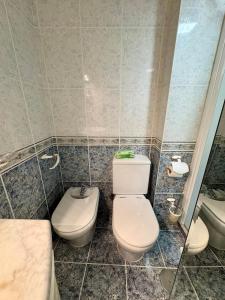 a bathroom with a toilet and a sink at Acogedora habitación en barrio madrileño con encanto in Madrid +14 photos