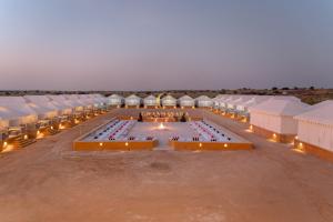 an overhead view of a swimming pool in a large building at Grand Inara Camp in Jaisalmer