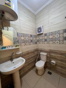 a bathroom with a toilet and a sink at Elgabry pyramids inn in Cairo +60 photos