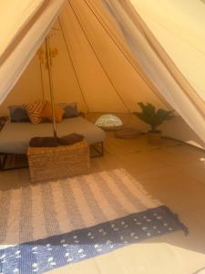 a tent with a bed and a plant in it at Ventricosa Jervis Bay in Tomerong