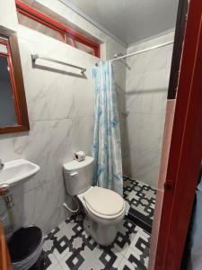 a bathroom with a toilet and a sink at Finca Tradicional La Rochela in Montenegro +11 photos