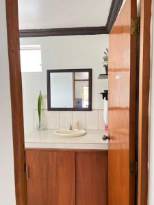 a bathroom with a sink and a mirror at Apartment Open House in Managua