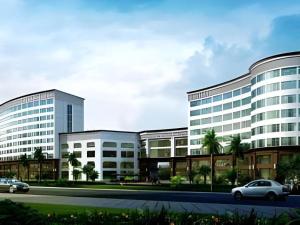 a rendering of a large office building with cars in front at Putian Haiyuan International Hotel in Putian