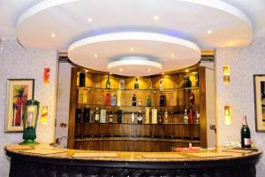 a bar with a lot of bottles of wine at cockpit tower at colombo airport in Katunayake