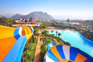 an aerial view of a water park with a water slide at OYO 75305 T Park Pak Chong in Mu Si