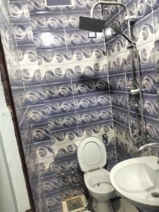 a small bathroom with a toilet and a sink at Safy Guest House in Jazīrat Aswān