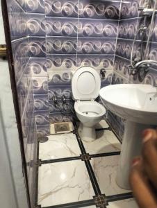 a bathroom with a toilet and a sink at Safy Guest House in Jazīrat Aswān