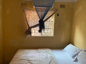 un dormitorio con una cama y una ventana en Chikawaga Lodge, en Blantyre