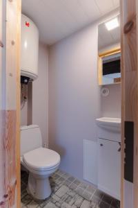 a bathroom with a white toilet and a sink at Rakvere Old Town Home in Rakvere