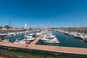 a bunch of boats docked in a marina at Le Sea Bird draps parking piscine in Arzon