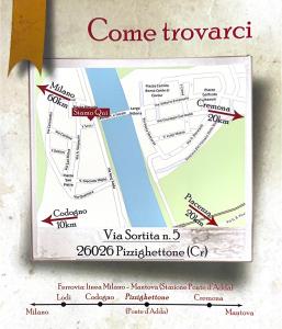 a map with red arrows pointing to at Residenza La Torre Pizzighettone in Pizzighettone +4 photos