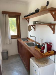 a kitchen with a sink and a counter top at Villa Mendonza in Cruz
