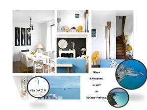 エターブルにあるVilla Goall'O en bord de merのリビングとダイニングの写真のコラージュ +34枚の写真