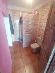 ein Badezimmer mit Toilette und Fliesenboden in der Unterkunft Casa La Zorrina in Cortelazor + 3 Fotos