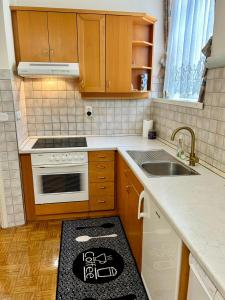 a small kitchen with a sink and a stove at Ana Marija Apartment - Vila Golf in Rogaška Slatina +6 photos