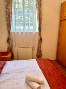 Un dormitorio con una cama blanca con una ventana. en Ana Marija Apartment - Vila Golf, en Rogaška Slatina 5 fotos más