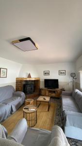 a living room with couches and a flat screen tv at La Pollera in Cehegín