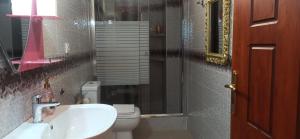 un baño con lavabo e inodoro en Tokastro2, en Arachova