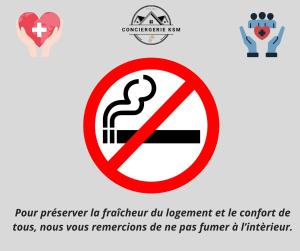 a no smoking sign with a cigarette in it at Studio cosy tout équipé, idéal in Chilly-Mazarin +3 photos