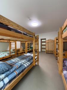 een kamer met 3 stapelbedden in een huis bij ЛофтХостел in Novoyavorivsk
