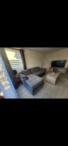 een woonkamer met een bank en een tv bij Casa nueva amoblada in Ovalle